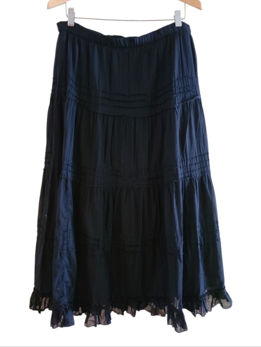 Chico's Women's Tiered Maxi Skirt Black – Casual Boho Style